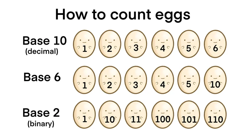 graphic showing different counting systems with eggs